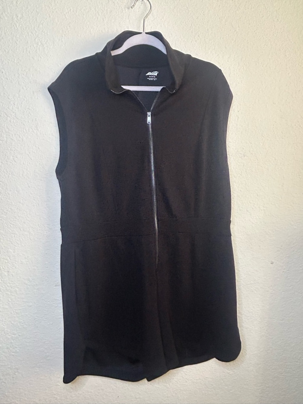 Avia Black Sleeveless Zip Front Shorts Romper Summer Travel Active Festival XL